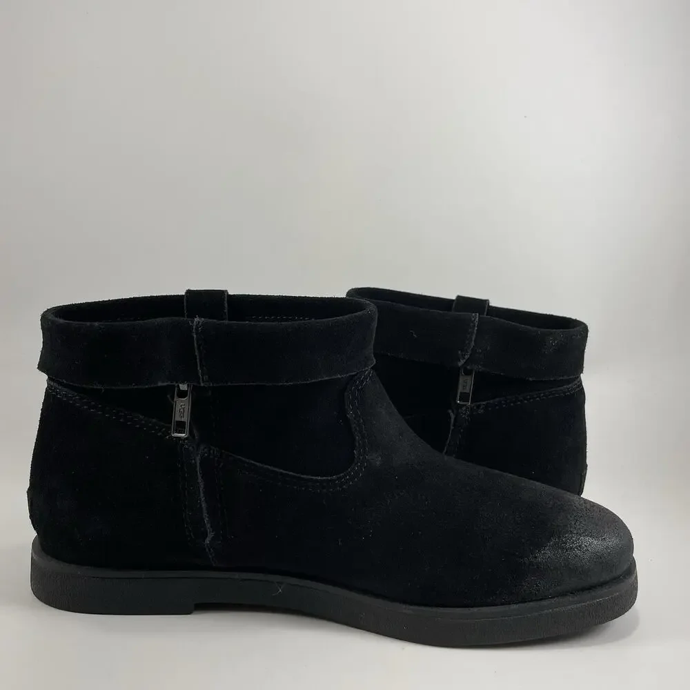 UGG Josefene Cuff Boot Black Suede Short Ankle Womens Size 10 Booties Slip On